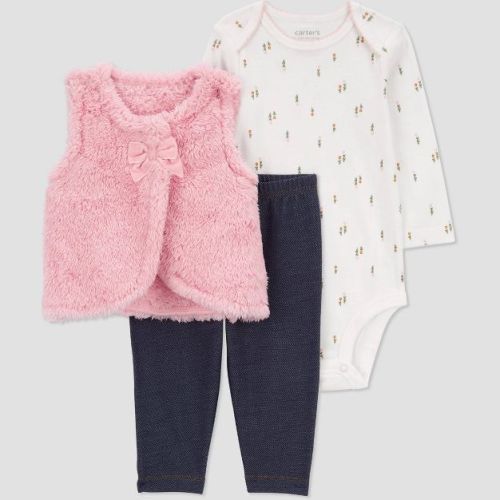 Carter's Just One You® Baby Girls' Faux Shearling Vest With Jeggings - Pink 3m