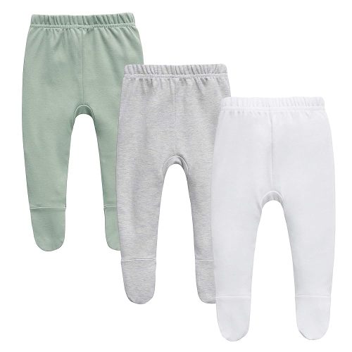 O2 BABY Organic Cotton Unisex Baby Jogger Pants, 3-Pack Pull-on Bottoms, Newborn Leggings