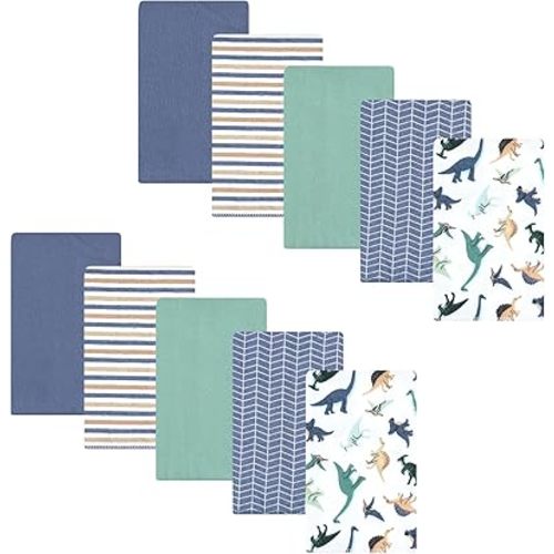 Hudson Baby Unisex Baby Cotton Flannel Burp Cloths 10-Pack, Dino Friends, One Size