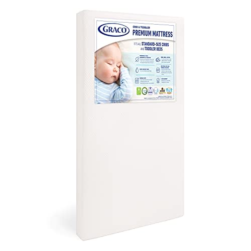 Graco Premium Foam Crib & Toddler Mattress – 2021 Edition, GREENGUARD Gold and CertiPUR-US Certified, 100% Machine Washable, Breathable, Water-Resistant Cover, Ideal Firmness for Infants