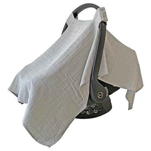 100% Organic Muslin Car Seat Cover: Belgian Grey