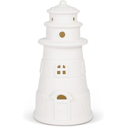 ROSYCOUD White Ceramic Lighthouse Statue Lamp - Light House Book Shelf Decor Aesthetic,Beach Themed Room Decor,Nautical Coastal Ocean Decoration for Home Bedroom Bathroom Living Room