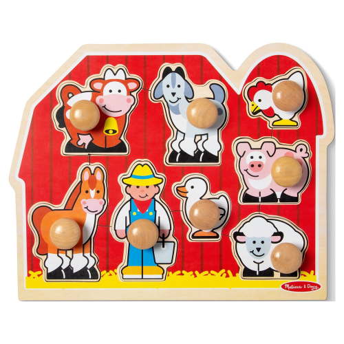 Melissa & Doug Deluxe Farm Animals Jumbo Knob Wooden Puzzle for Toddlers