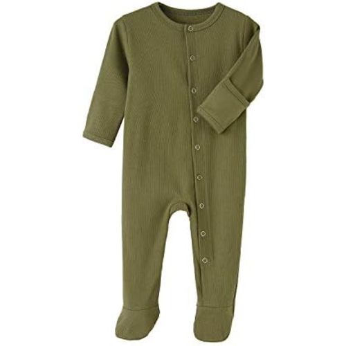 Teach Leanbh Baby Boys Girls Footed Pajamas with Mittens Cotton Long Sleeve Snap-up Romper Jumpsuit Sleep and Play