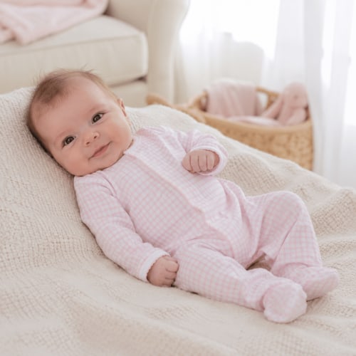 Baby Girl Footie - Pink Peek-A-Boo Wishes - Peruvian Pima Cotton – Magnolia Baby