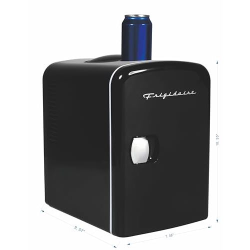 Frigidaire Mini Portable Compact Personal Fridge Cools & Heats, 4 Liter Capacity Chills Six 12 oz Cans, 100% Freon-Free & Eco Friendly, Includes Plugs for Home Outlet & 12V Car Charger (Black)