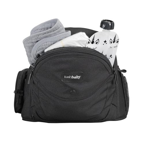 Tushbaby - Safety-Certified Hip Seat Baby Carrier - Mom’s Choice Award Winner, Seen on Shark Tank, Ergonomic Carrier & Extenders for Newborns & Toddlers (Carrier, Black)