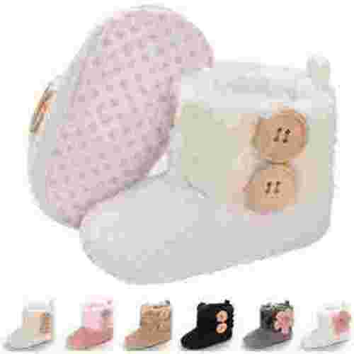 Baby Boy Girl Boots Newborn Shoes Winter Snow Bowknot Anti-Slip Soft Sole Warm Infant Toddler Prewalker Booties