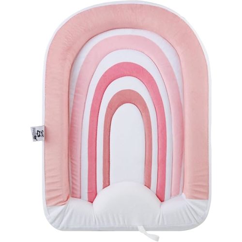PandaEar Baby Bath Pad for Infant Newborn | Bath Seat Soft Rainbow Cushion Mat for Sink Bathtub Essentials Shower Gift (Pink)