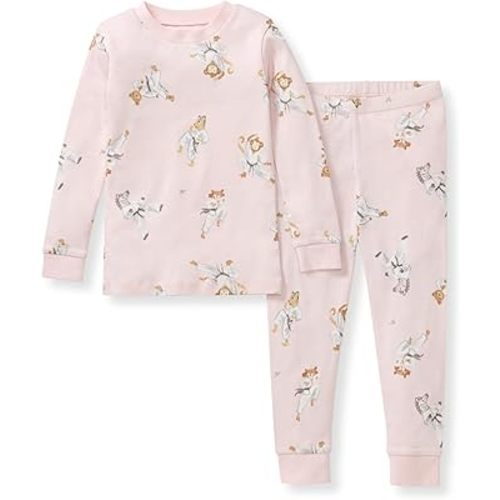 Burt's Bees Baby Girls' Pajamas, 2-Piece Long Sleeve Tee and Pants Organic Cotton PJ Set