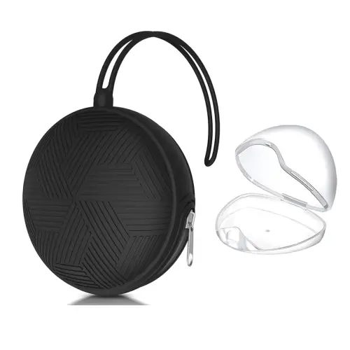 Smlpuame Pacifier Holder Case,Mothers Day Gifts for Mom BPA Free Portable Silicone Baby Pacifier Cover Pouch for Diaper Bag Stroller,Travel Outdoor Activities,Easy to Clean(Black)