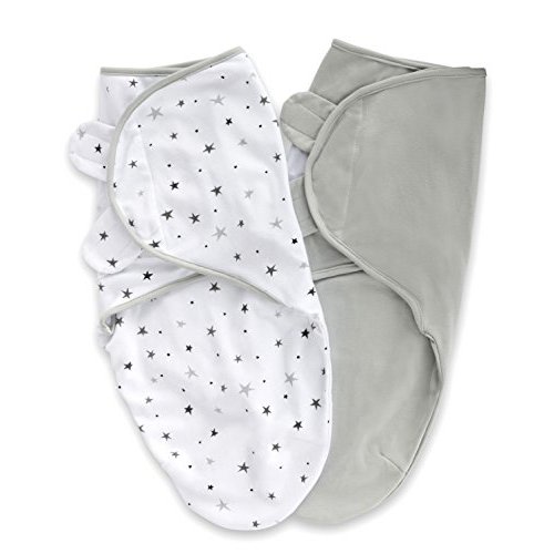 Ely's & Co. Adjustable Swaddles for Newborn, Baby Swaddles 0-3 Months, Velcro Swaddle Sack for Baby Girl/Boy, 2 Pack (Grey Star)