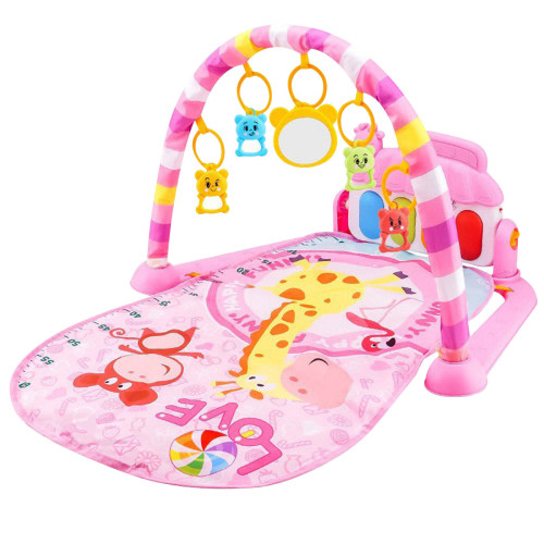 Byikun Play Mat Piano Time Activity Mat With Music Play Mat For With 4 Linkable Toys
