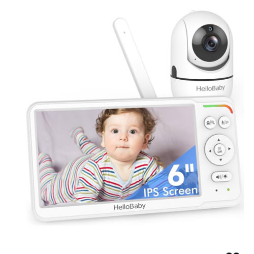 HelloBaby Baby Monitor with 6" World First IPS Screen 30-Hrs Battery, Remote Pan/Tilt/Zoom Camera, No WiFi Video Baby Monitor Camera and Audio, ECO, VOX, 2-Way Talk, Night Vision, 1000ft, Portable