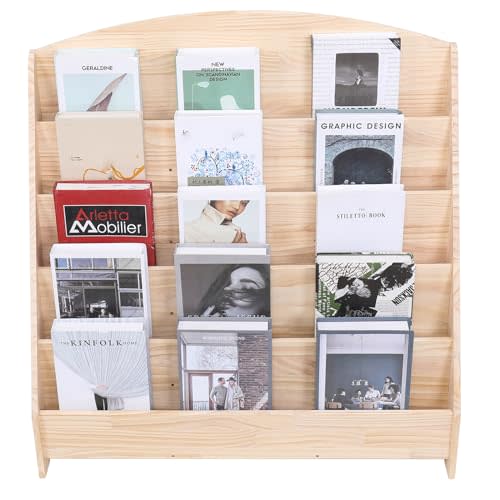FDHUIJIA Montessori Toddler Book Shelf Organizer Single Sided Book Rack Display with Toy Storage, Children Baby Classroom Bookshelf, Kids Room bookcases cabinets & Shelves Natural Pine (31”)
