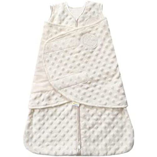 HALO Sleepsack Swaddle, 3-Way Adjustable Wearable Blanket, TOG 3.0, Velboa Plush Dots, Cream, Newborn, 0-3 Months