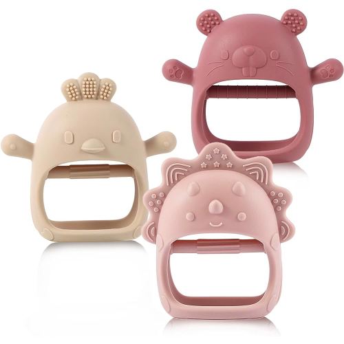 Silicone Baby Teething Toy for 3+ Months Infants, Baby Chew Toys for Sucking Needs, Easy-to-Grasp Shapes with Soft Texture for Sensory Exploration and Itching Relief During Teething
