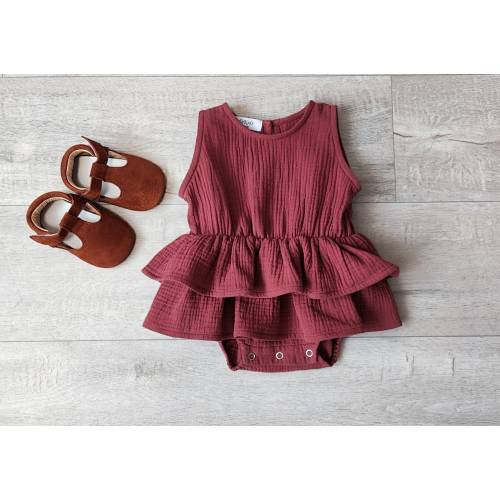 Baby muslin bodysuit, girls dungarees, newborn organic romper with skirts