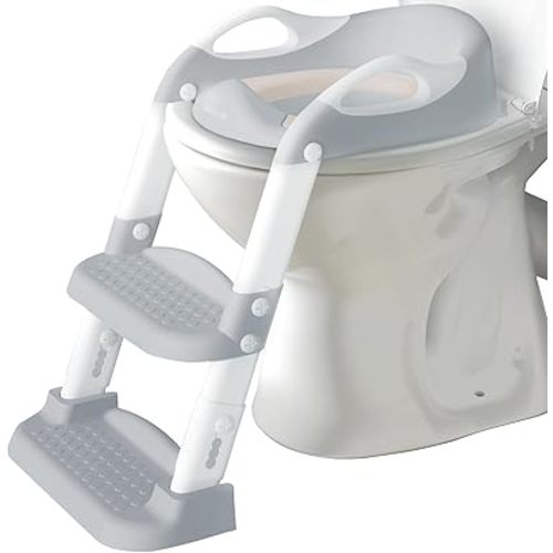 Potty Training Ladder - Soft Cushioned Seat, Adjustable Height, Collapsible, Non-Slip with Splash Guard - Ready Step Go! - Jool Baby