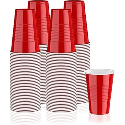 Lilymicky 240 Pack 16 oz Disposable Plastic Cups, Red Party Plastic Cups for Parties, Picnics and BBQ