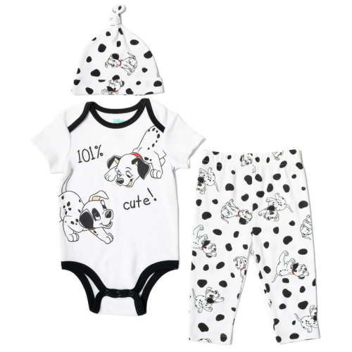 Disney 101 Dalmatians Patch Newborn Baby Boys Bodysuit Pants and Hat 3 Piece Outfit Set Newborn to Infant