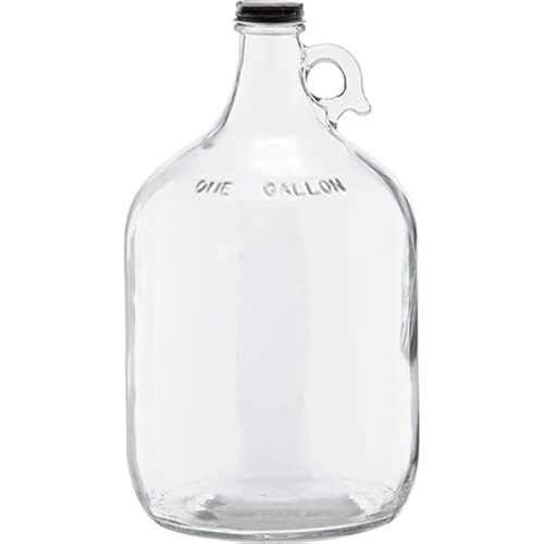 1 Gallon (128oz) Glass Fermenting Jug with Handle, Black Polyseal Lid & Cap (Pack of 1)