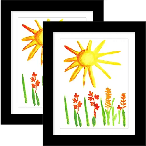 Americanflat 10x12.5 Kids Artwork Picture Frame in Black - Displays 8.5x11 With Mat and 10x12.5 Without Mat - Composite Wood with Shatter Resistant Glass - Horizontal and Vertical Formats - Pack of 2