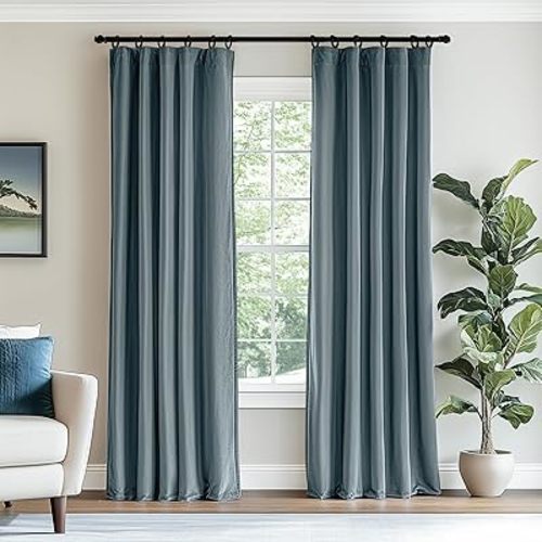 Lazzzy Velvet 84 inch Curtains 2 Panel Set Blue Blackout Curtains Thermal Insulated Drapes for Bedroom Living Room Window Treatments Super Soft Luxury Rod Pocket Aegean Blue