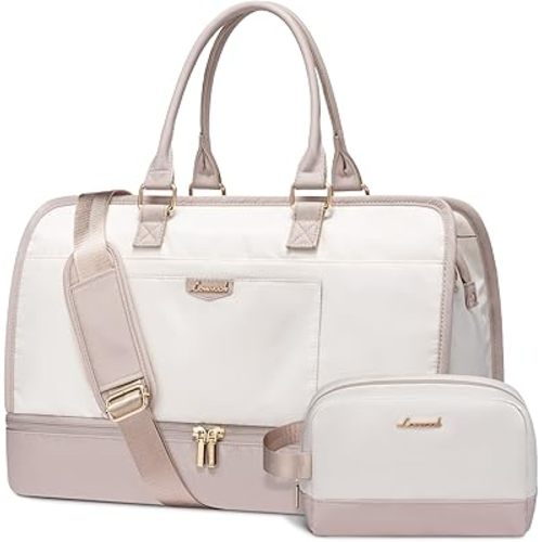 LOVEVOOK Travel Duffel Bag For Women, Weekender Bags With Shoe Compartment, Air Approved Overnight Carry-on Bags With Wet Pocket, Gym Tote Bag, Hospital Bag, 2Pcs