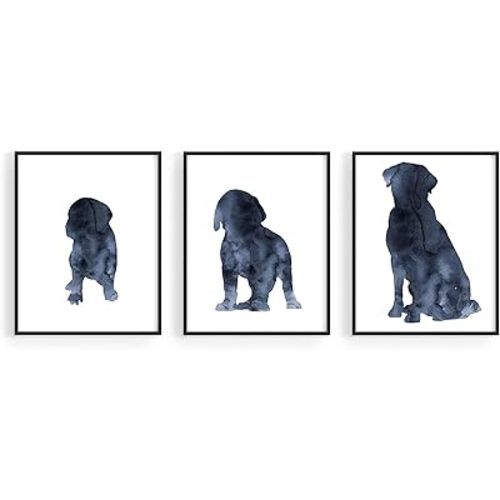 Summit Designs Labrador Retriever Black Lab Wall Art Decor Prints - Set of 3 (8x10) Inch Unframed Poster Photos - Dog, Puppy, Pet | Gift Idea Dog Lover | Basement, Bedroom, Nursery | Watercolor
