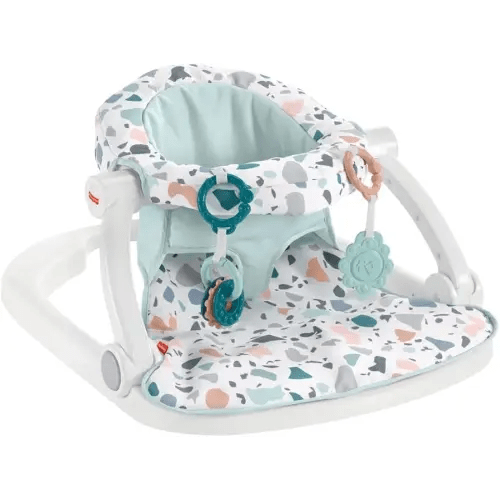 Fisher-Price Portable Baby Chair Sit-Me-Up Floor Seat With Developmental Toys & Machine Washable Seat Pad, Pacific Pebble