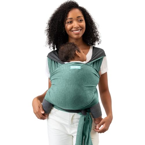 Moby Baby Wrap Carrier Reversible for Newborns to Toddlers (8-33lbs), Infant Sling Carrier, Ultra Lightweight & Hands Free Design, Adjustable for All Body Types (Jade/Grey)