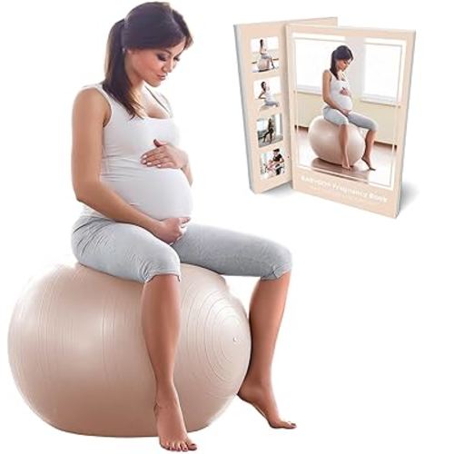 Amazon.com: BABYGO Birthing Ball - Pregnancy Yoga Stability Anti Burst & Book Set ; Trimester Targeting Exercise, Maternity, Physio, Labor Birth & Recovery Plan Included (65cm - 4'8" - 5'10", Nude) : Sports & Outdoors