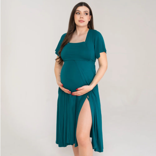 Cassidy Labor & Postpartum Gown Deep Teal - FULL FIGURE