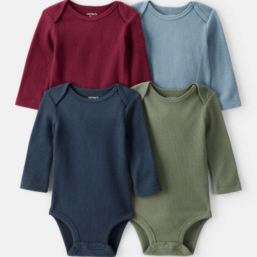 Multi Baby Boy 4-Pack Long-Sleeve Multipack Bodysuits - Blue/Red/Navy/Green | Carter’s Oshkosh Canada