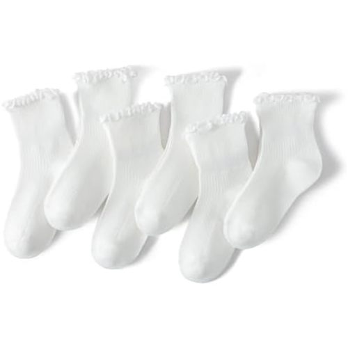 Baby Girls Ruffle Socks Cute Frilly Crew Socks 6 Pack for 6-12 Months 1-3 Years 3-5 Years Toddler Girls Socks