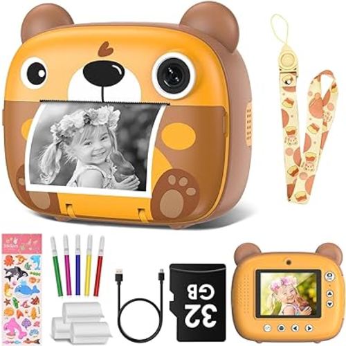Kids Instant Camera for 3-12 Years Old Kids Toddlers Childrens Boys Girls Christmas Birthday Gifts 2.4 Inch Screen 12MP / 1080P HD Video Camera Baby Instant Print Digital Camera