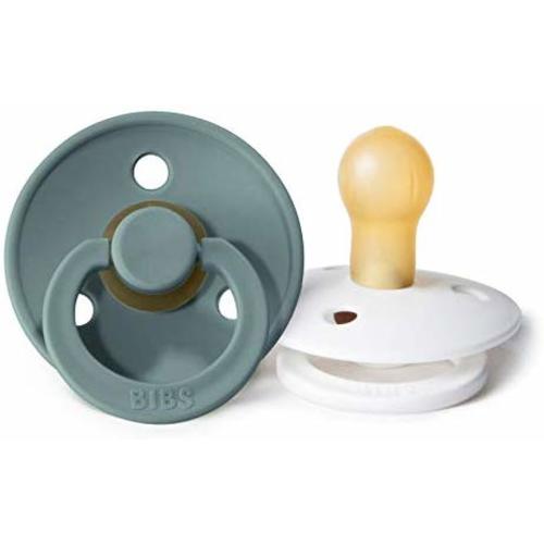 BIBS BPA-Free Natural Rubber Baby Pacifier | Made in Denmark (Island Sea/White, 0-6 Months) 2-Pack