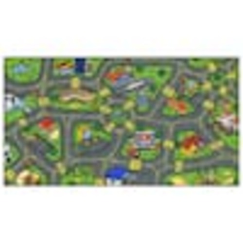 Jungtier Multi-Color Kids and Children Bedroom and Playroom Retro City Traffic Car Road Educational and Game 2 ft.x5 ft. Area Rug KCP010032-2x5