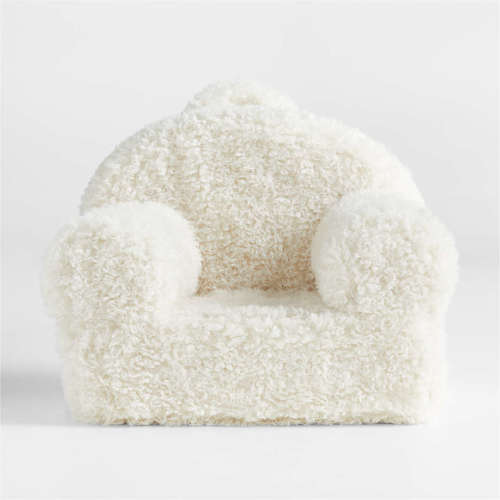 Small Cream Mongolian Faux Fur Kids Lounge Nod Chair