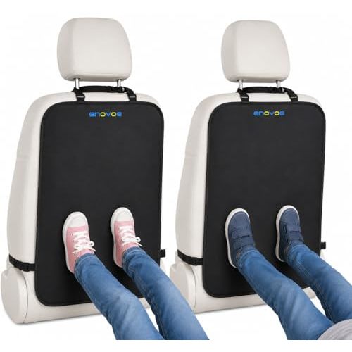 Enovoe Kick Mats Back Seat Protector for Kids - 2 Pack - Premium Quality Car Seat Back Cover Offers Waterproof Protection of Your Upholstery from Mud and Scratches - Backseats Kick Protector for Child