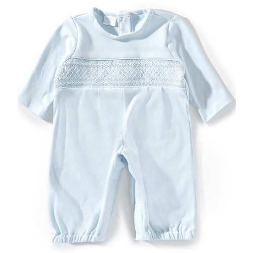 Edgehill Collection Baby Boys Solid Pima Cotton Hand Smocked Romper