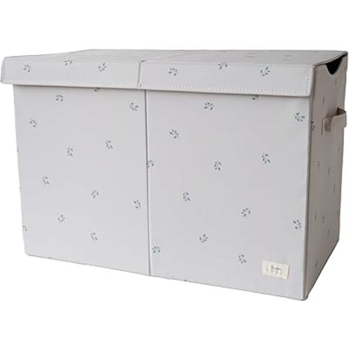 3 Sprouts Recycled Fabric Toy Chest Storage Box - Extra Large Toy Storage Box, Sturdy Toy Bins - Kids Organizer for Bedroom - Toybox Basket with Lid for Kids, Toddlers, Boys, Girls - Blueberry Taupe