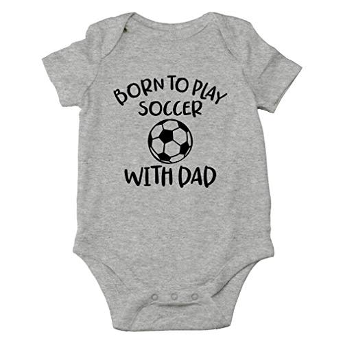 AW Fashions Born to Play Soccer with Dad Baby Bodysuit Funny Family Newborn Outfit for Boys or Girls