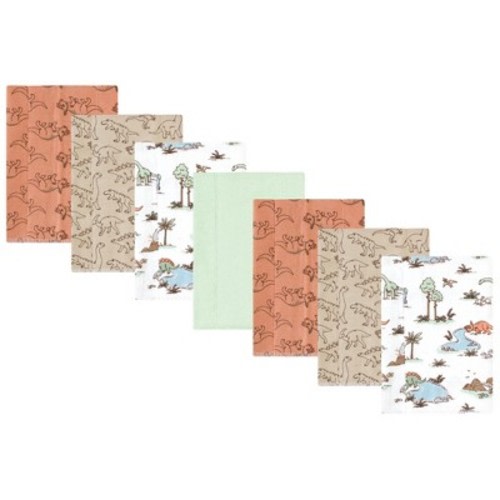 Hudson Baby Cotton Flannel Burp Cloths, Dinosaur Adventures 7-Pack, One Size
