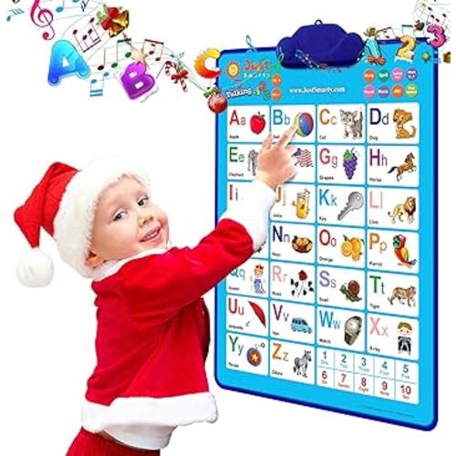 Just Smarty Interactive Alphabet Wall Chart | Talking ABCs & 123s Music Poster with Interactive Light | Toddler Alphabet Learning | Best Educational Gift for Boys & Girls Ages 2 3 4 5 | Letter Sounds