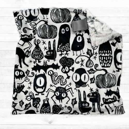 Gothic Monsters Lovey Blanket with Faux Fur Back | Gothic Nursery Decor | Perfect Baby Shower Gift