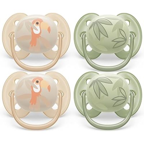 Philips Avent Ultra Soft Pacifier - 4 x Soft and Flexible Baby Pacifiers for Babies Aged 0-6 Months, BPA Free with Sterilizer Carry Case, SCF091/24