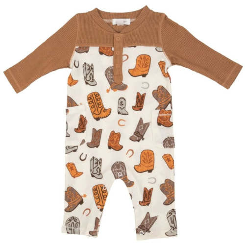 Thermal Romper, Brown Cowboy Boots
