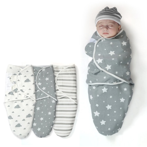 IR Imperial Rooms Baby Swaddle Wrap Sleep Sack Blanket for 0-3 Months Blue Unisex 3 Pack